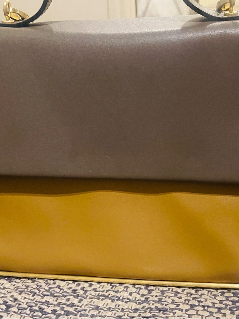 Zara Two-Tone Satchel in Gray and Mustard Yellow